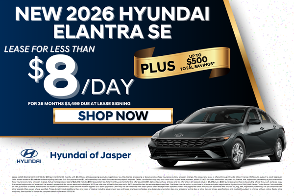 Lease a new Elantra for less than $8/day + savings