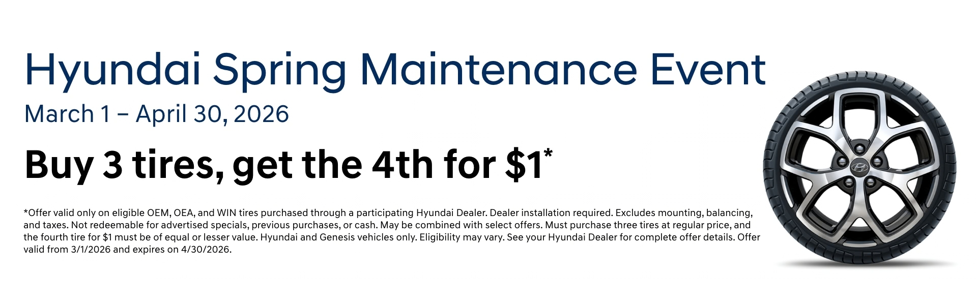 Buy 3 tires, get the 4th for $1