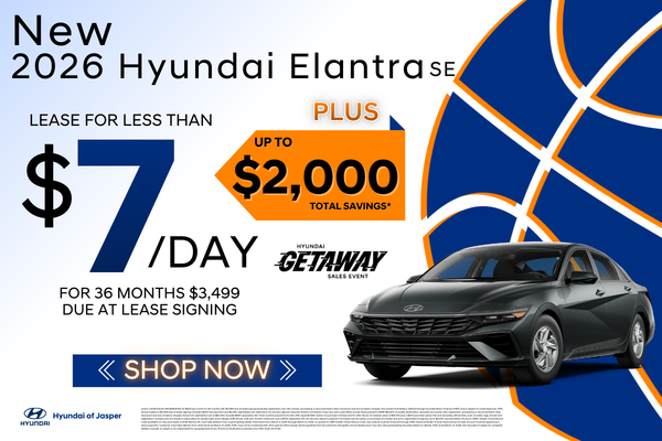Lease a new 2026 Hyundai Elantra for less than $7 a day